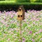 Set of 2 53''H Farmhouse Faux Copper 2-Tiered Distressed Metal Decorative Garden Birdhouse with Stake